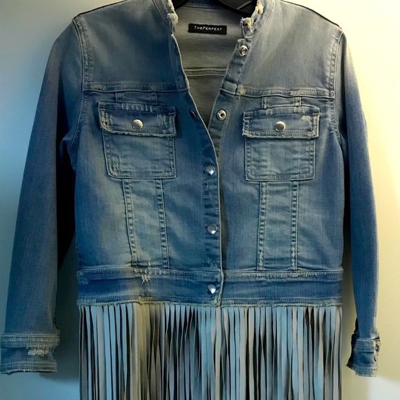 ThePerfext denim jacket with fringe detail - Picture 5 of 16